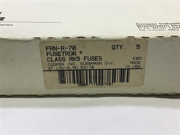 Cooper Bussmann FRN-R-70 Fuse Box of 5 – BME Bearings and Surplus