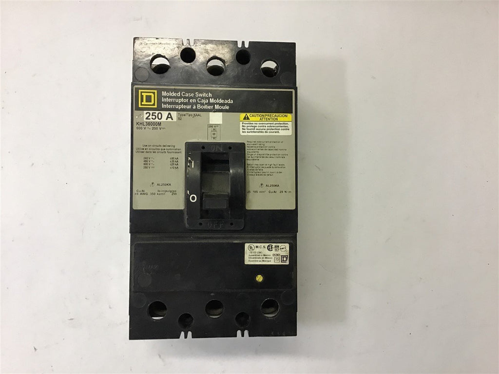 Square D KHL36000M 250 Amp 600 Volts Circuit Breaker
