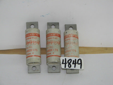 3 Gould Shawmut Amp-Trap Fuses A60X175 Form 101 175 Amps 600 Volts Type 4